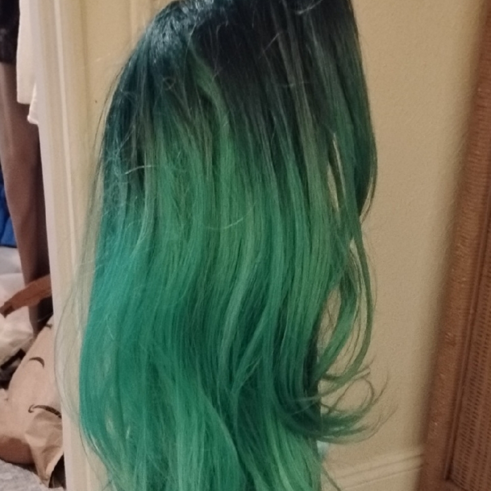 Emerald Green Ombre Wig With 2 Wig Caps Nwot